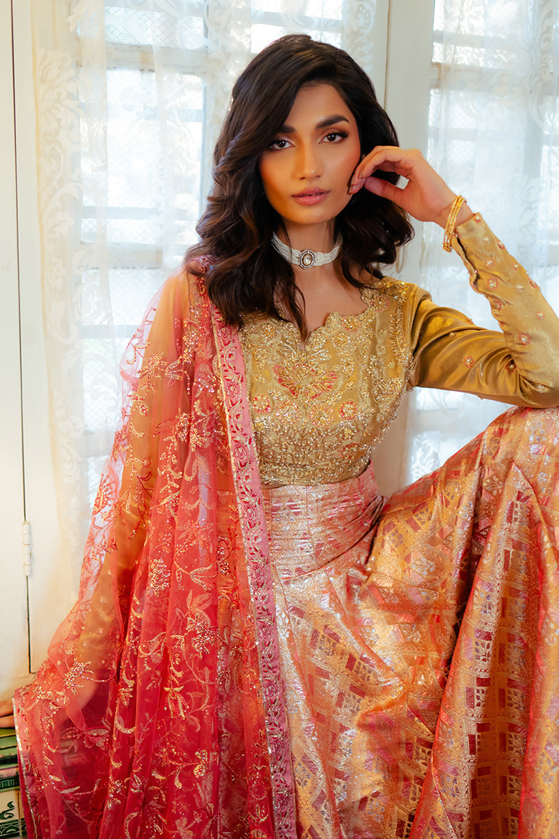 Mushq | Sunehri Resham Edit | IQRA M Gold Satin Zari