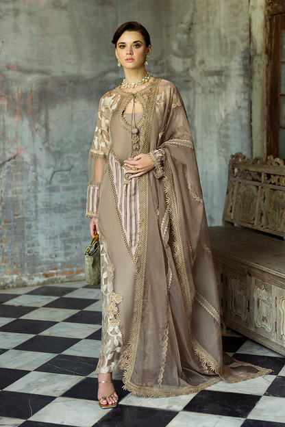 Mushq | Euphoria Eid Pret | Cassie S Taupe Medium Organza