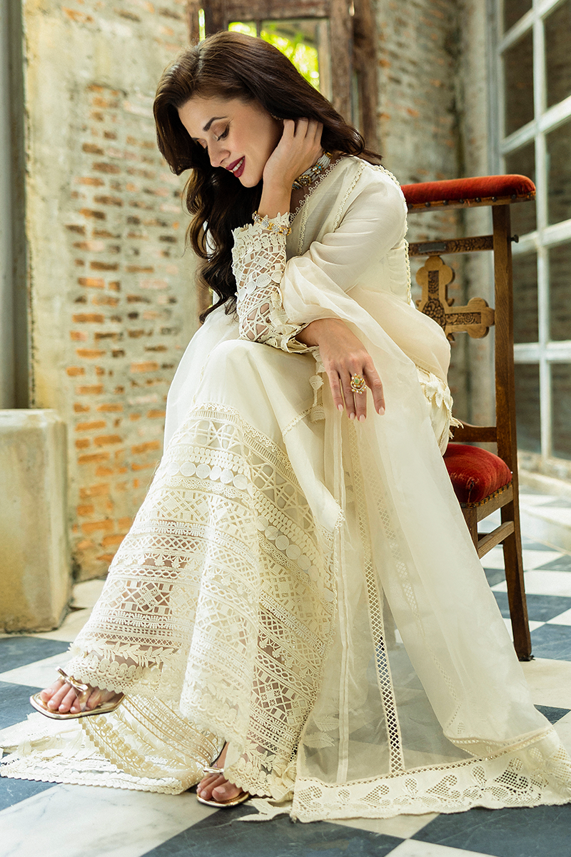 Mushq | Euphoria Eid Pret | Quinn XL White Pure Spench Silk