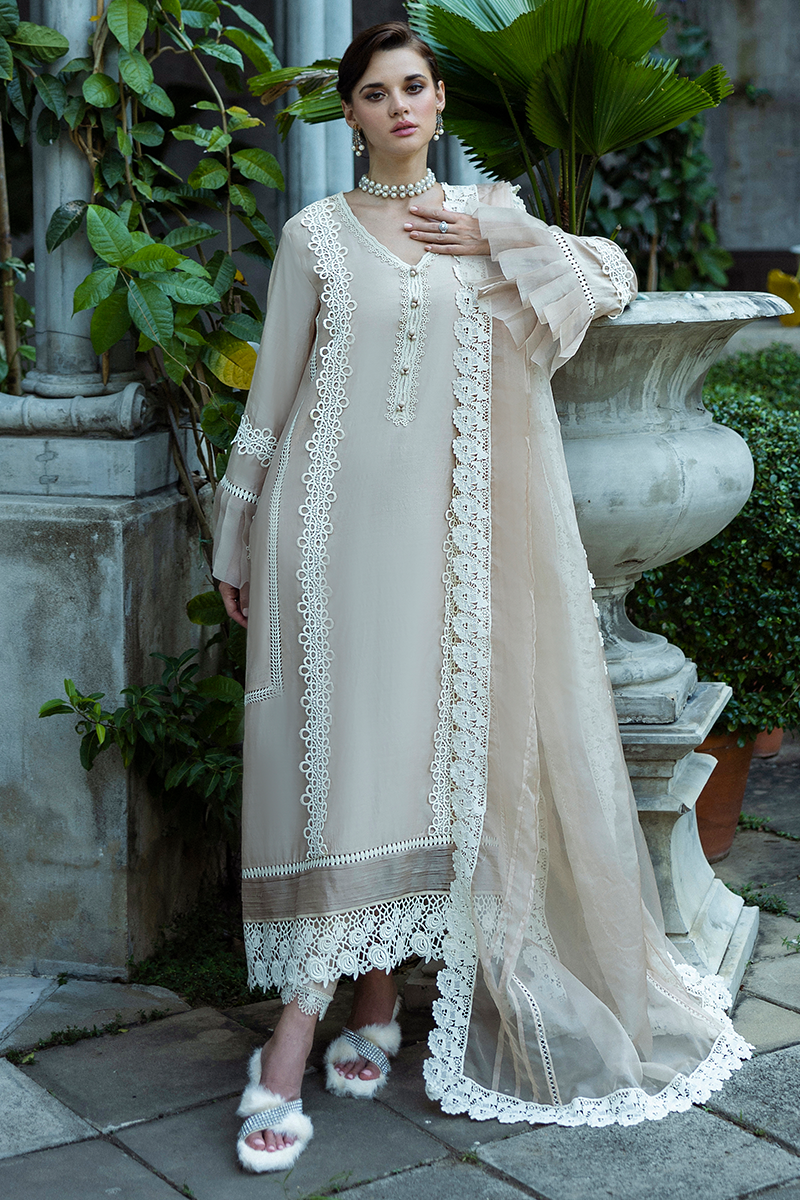 Mushq | Euphoria Eid Pret | Leslie XS Ivory Pure Spench Silk