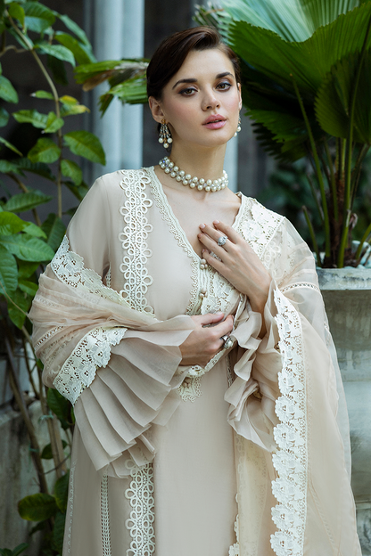 Mushq | Euphoria Eid Pret | Leslie L Ivory Pure Spench Silk