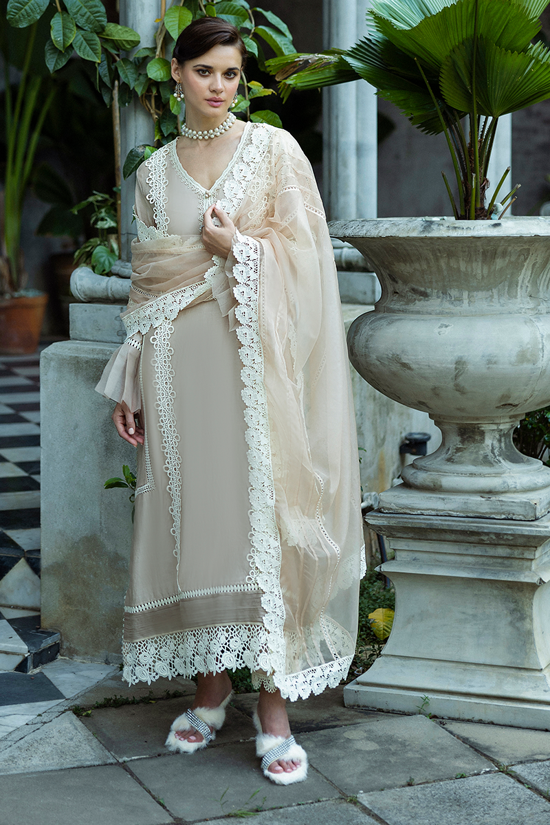 Mushq | Euphoria Eid Pret | Leslie XL Ivory Pure Spench Silk