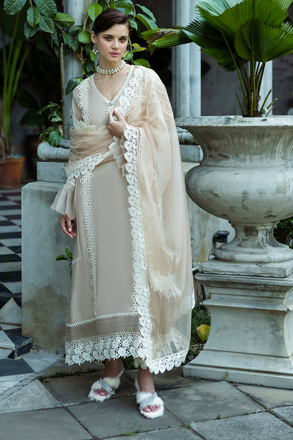 Mushq | Euphoria Eid Pret | Leslie XL Ivory Pure Spench Silk