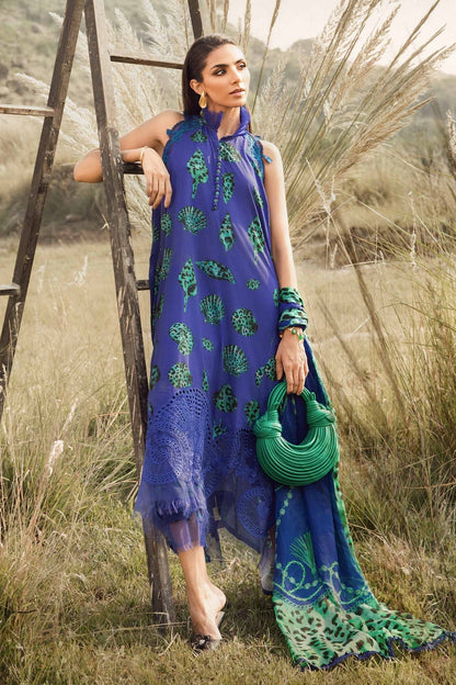 Maria B | M Prints Winter 24 | MPT-2410-A S Rich Navy Linen