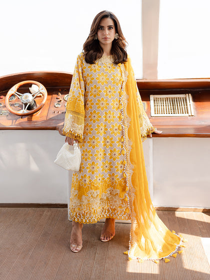 Parishay | Monaco Luxury Lawn 25 | MS-02 XS Mustard Yellow Lawn