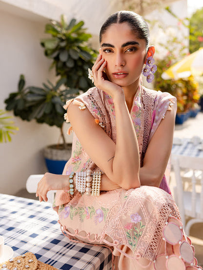 Parishay | Monaco Luxury Lawn 25 | MS-08 Custom Size Pale Peach Lawn
