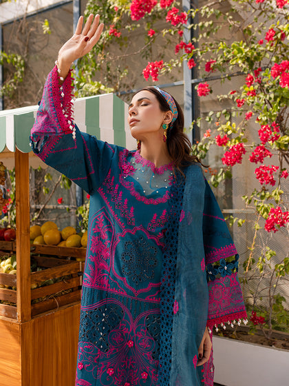 Parishay | Monaco Luxury Lawn 25 | MS-11 L Teal Blue Lawn