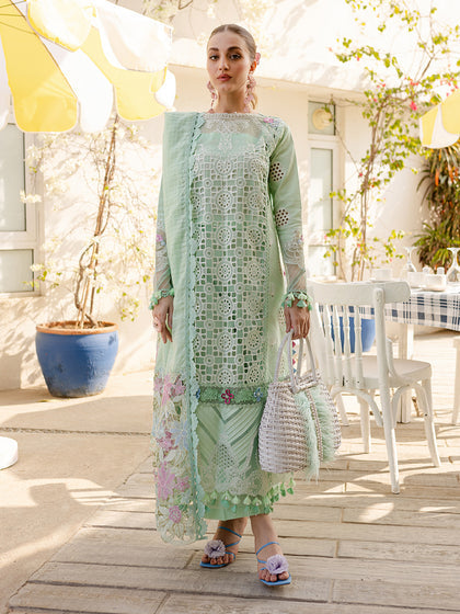 Parishay | Monaco Luxury Lawn 25 | MS-12 XS Pastel Mint Lawn