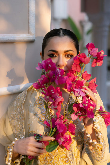 Maryum N Maria | Eid Luxury Lawn 25 | AFSANEH - MS50148 M Yellow Lawn