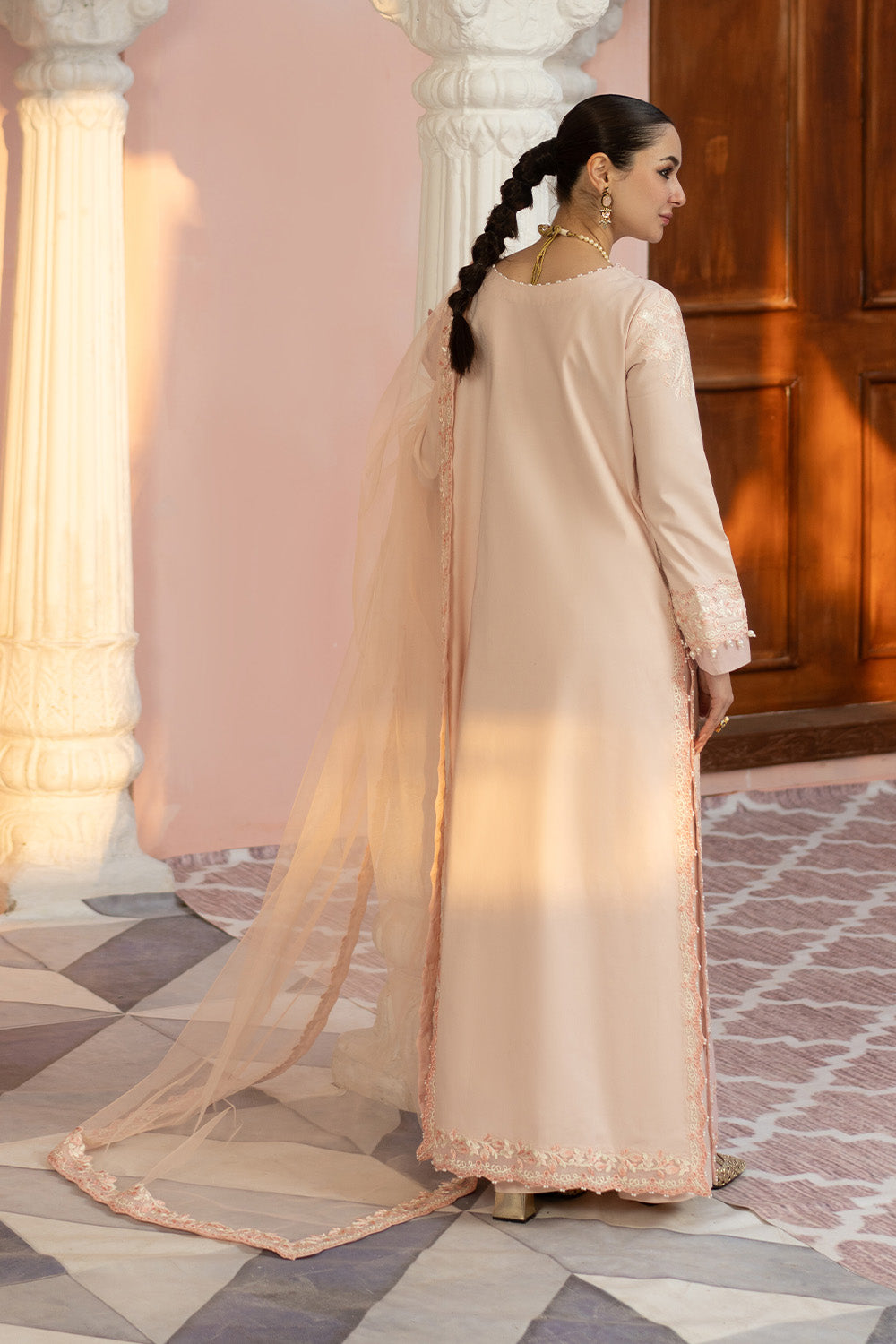 Maryum N Maria | Eid Luxury Lawn 25 | AGHIGH - MS50154 S Pink Lawn