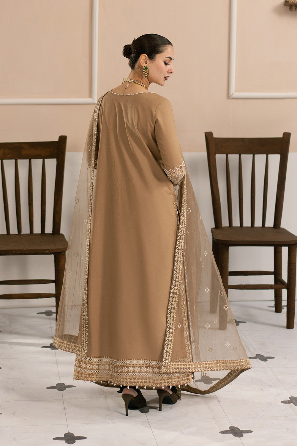 Maryum N Maria | Eid Luxury Lawn 25 | AFSOON - MS50156 S Taupe Lawn