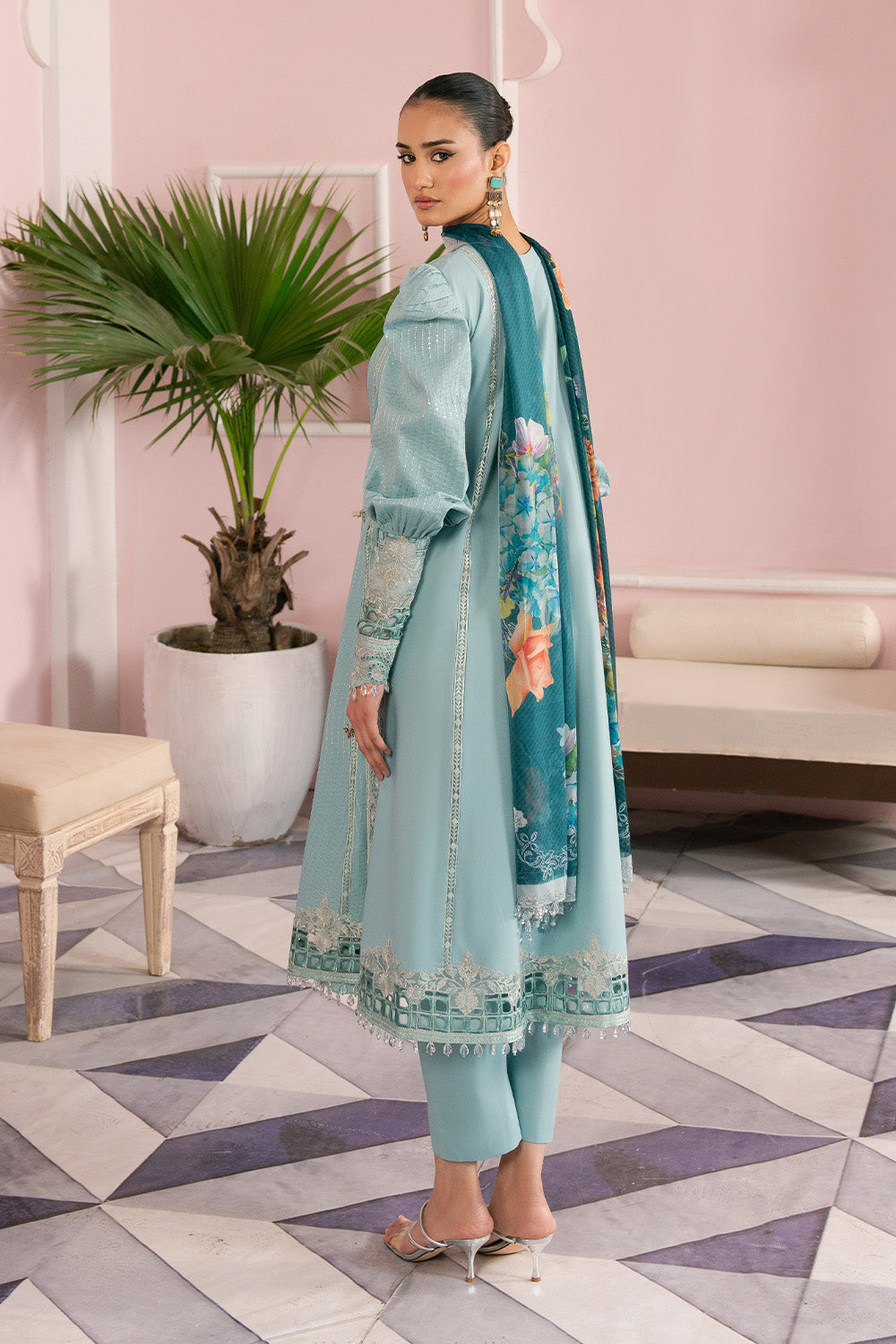 Maryum N Maria | Eid Luxury Lawn 25 | ATOOSH - MS50158 S Aqua Lawn