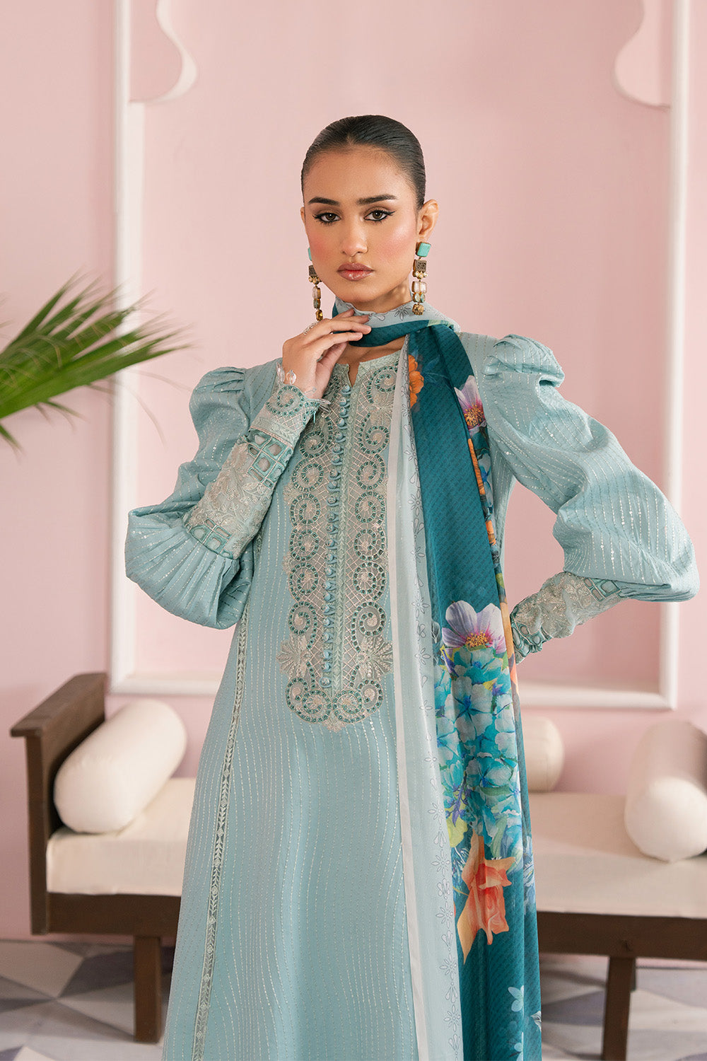 Maryum N Maria | Eid Luxury Lawn 25 | ATOOSH - MS50158 M Aqua Lawn