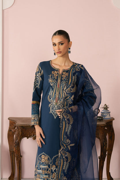 Maryum N Maria | Eid Luxury Lawn 25 | ARA - MS50160 M Navy Blue Lawn