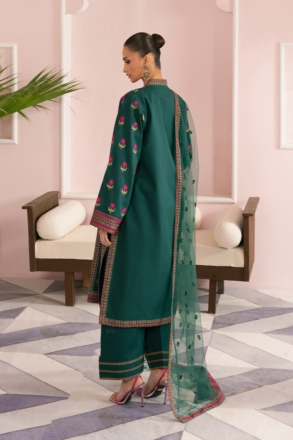 Maryum N Maria | Eid Luxury Lawn 25 | AVIZEH - MS50162 S Teal Green Lawn