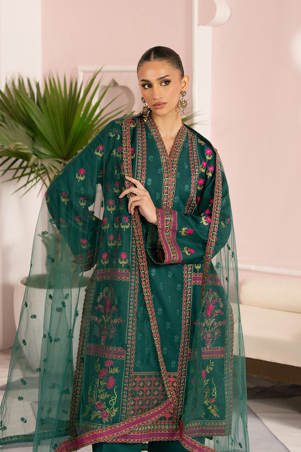 Maryum N Maria | Eid Luxury Lawn 25 | AVIZEH - MS50162 M Teal Green Lawn