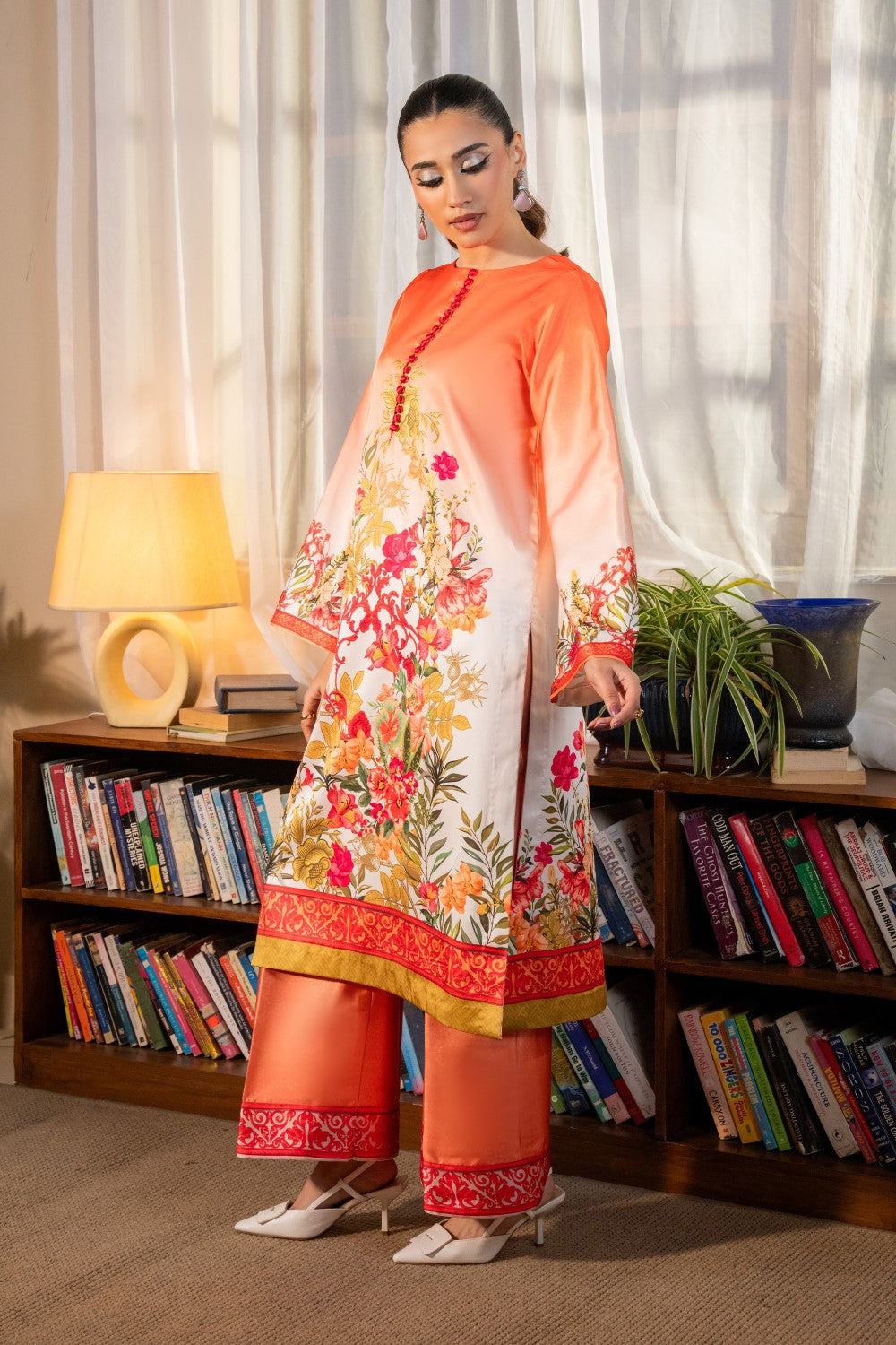 Maryum N Maria | Aurora Collection | JESMYN - MS50496 M Pinkish Orange Crepe