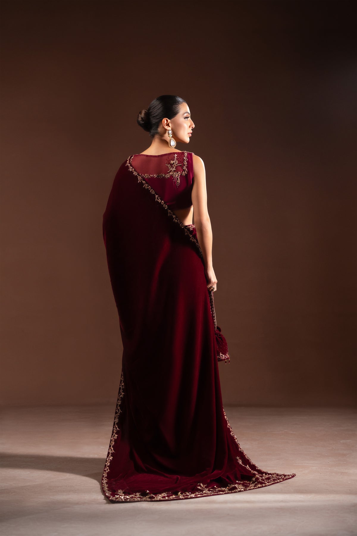 Ayesha and Usman | Celestial Night | Niya S Dark Maroon Velvet