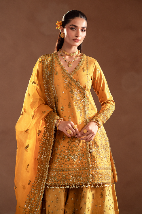 Emaan Adeel | Selene Formals | VELORIA L Pale Yellow Korean Raw Silk