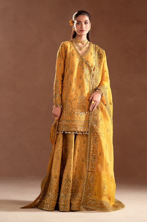 Emaan Adeel | Selene Formals | VELORIA XS Pale Yellow Korean Raw Silk