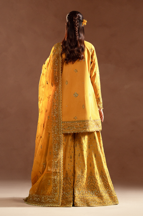 Emaan Adeel | Selene Formals | VELORIA S Pale Yellow Korean Raw Silk
