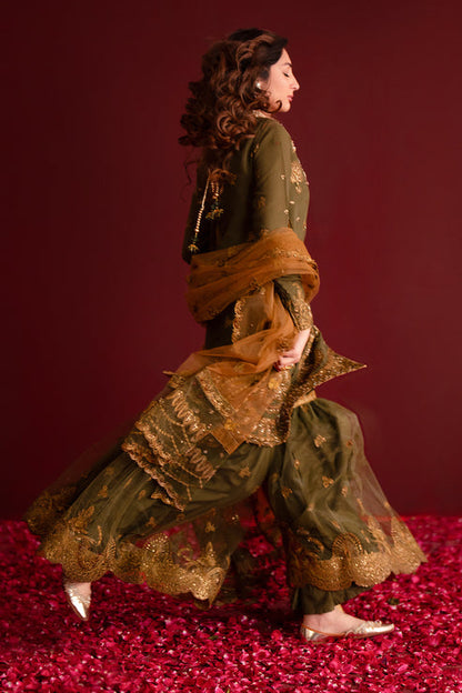 Emaan Adeel | Nooresha Formals 25 | Sunoora XL Olive Green Chiffon