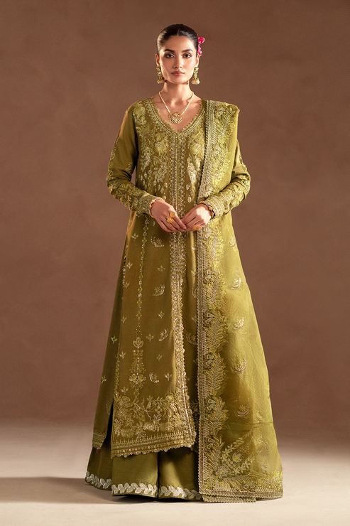 Emaan Adeel | Selene Formals | AURELIA XS Mustard Korean Raw Silk