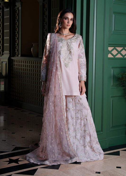 Mehak Yaqoob | Marvi Festives | Maya XS Baby Pink Tussar Silk