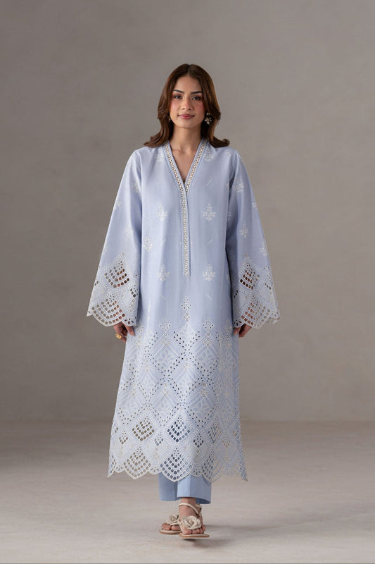 Akbar Aslam | Pret Lawn | Misty XS LIight blue Grey Lawn