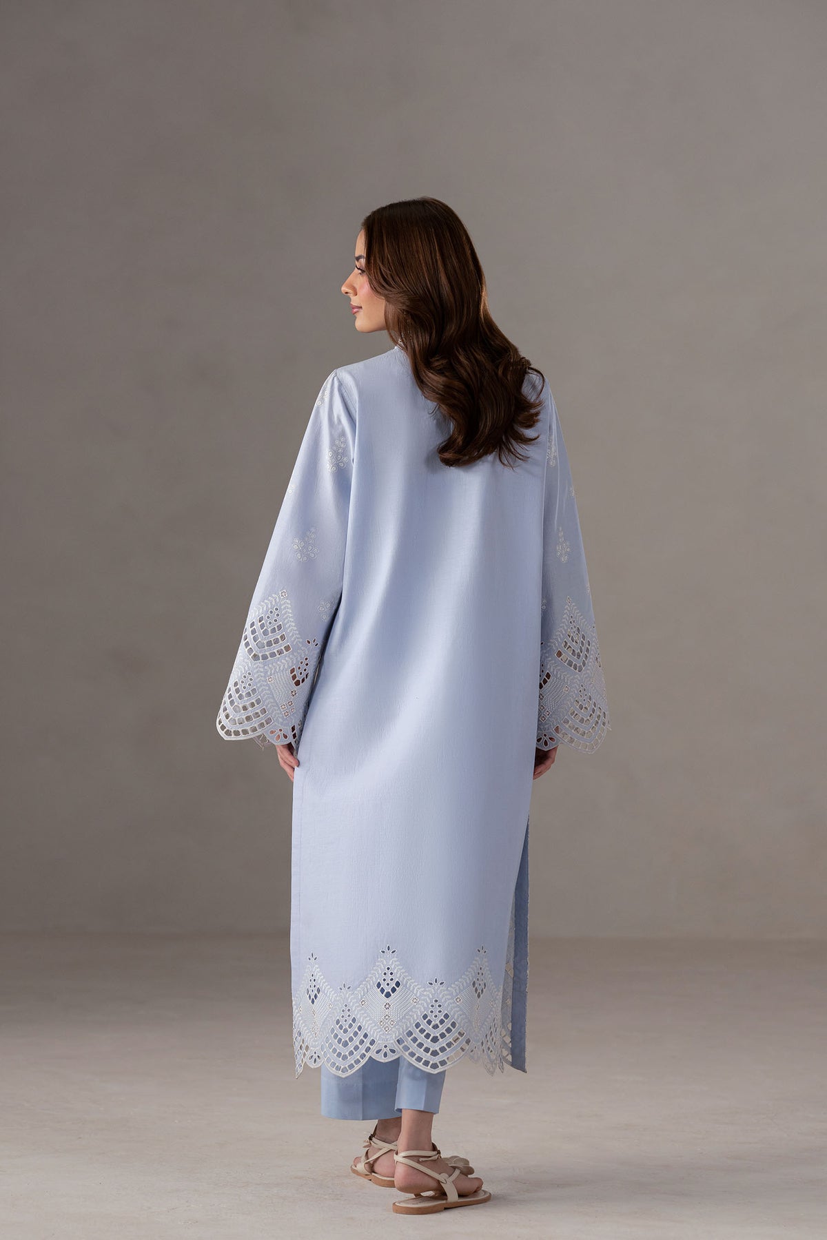 Akbar Aslam | Pret Lawn | Misty S LIight blue Grey Lawn