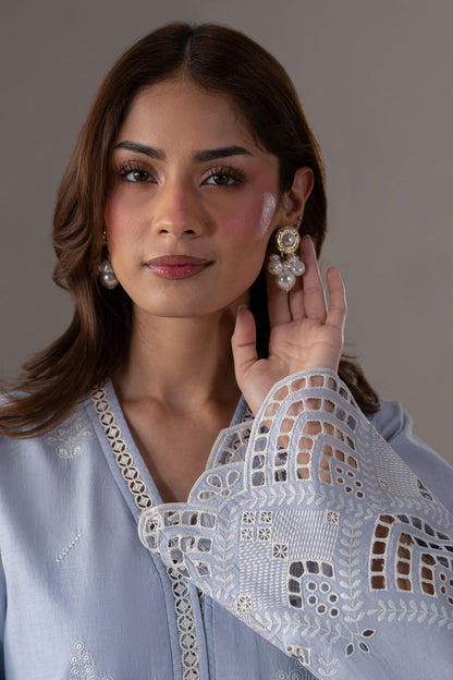 Akbar Aslam | Pret Lawn | Misty L LIight blue Grey Lawn