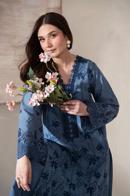 Akbar Aslam | Pret Lawn | Aven L Blue Gray Lawn