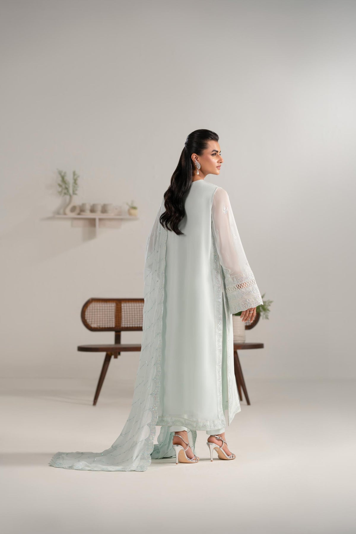 Akbar Aslam | Formal Pret | Parizah S Ice Blue Chiffon