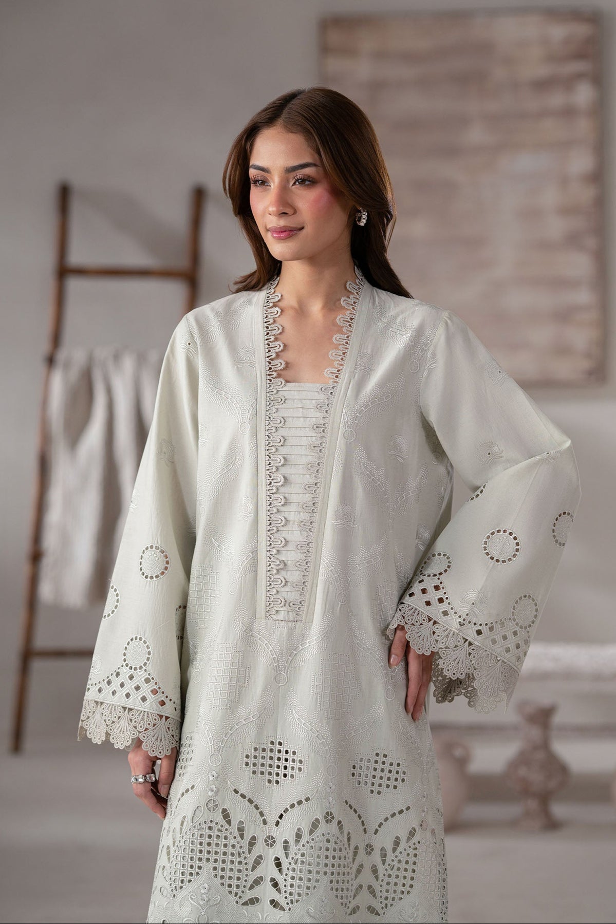Akbar Aslam | Pret Lawn | Eyla L Light Gray Lawn