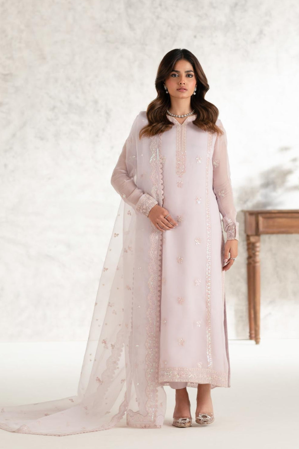 Akbar Aslam | Formal Pret | Sahar XS Pale Pink Chiffon