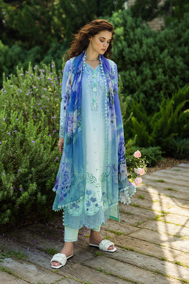 Mushq | Solace Ombre Chikankari |Fiducia S Pastel Blue Chikankari Lawn