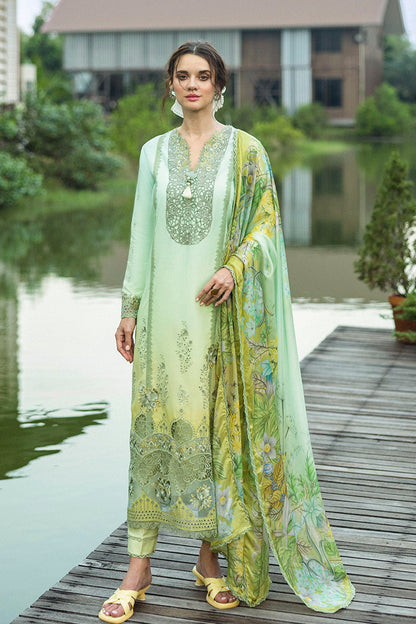 Mushq | Solace Ombre Chikankari | Unione XS Mint Gray Chikankari Lawn