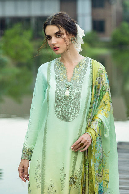 Mushq | Solace Ombre Chikankari | Unione L Mint Gray Chikankari Lawn