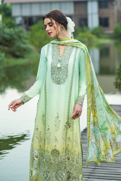 Mushq | Solace Ombre Chikankari | Unione M Mint Gray Chikankari Lawn