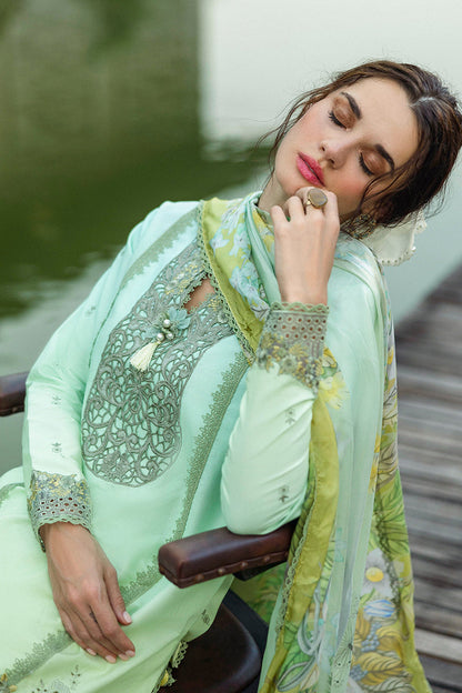 Mushq | Solace Ombre Chikankari | Unione XL Mint Gray Chikankari Lawn