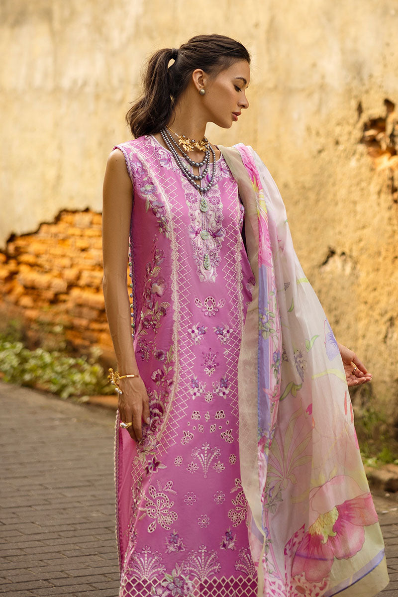 Mushq | Manaram Luxury Lawn 25 | Timeless Wave M Rose Pink Lawn