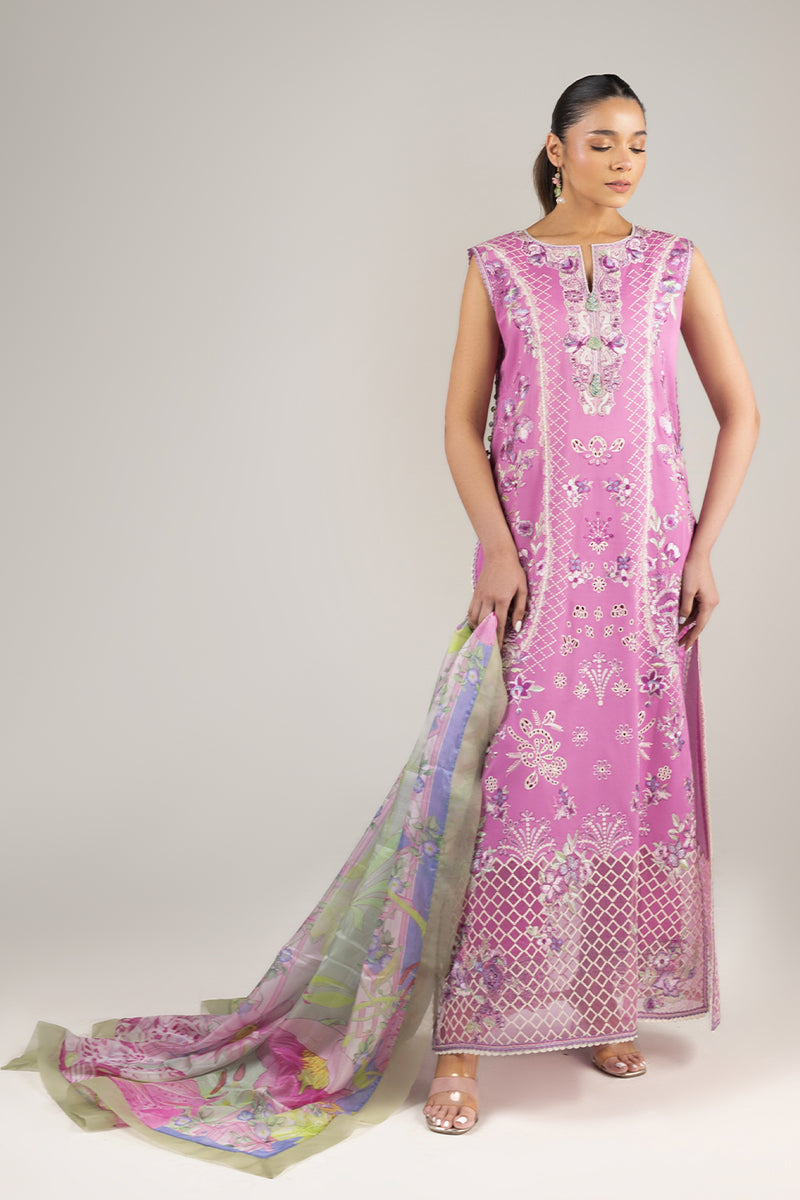 Mushq | Manaram Luxury Lawn 25 | Timeless Wave XL Rose Pink Lawn