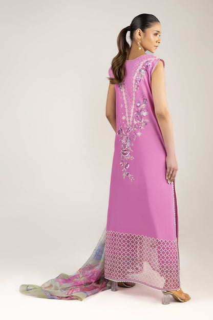 Mushq | Manaram Luxury Lawn 25 | Timeless Wave S Rose Pink Lawn