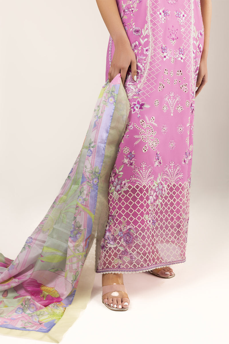 Mushq | Manaram Luxury Lawn 25 | Timeless Wave L Rose Pink Lawn