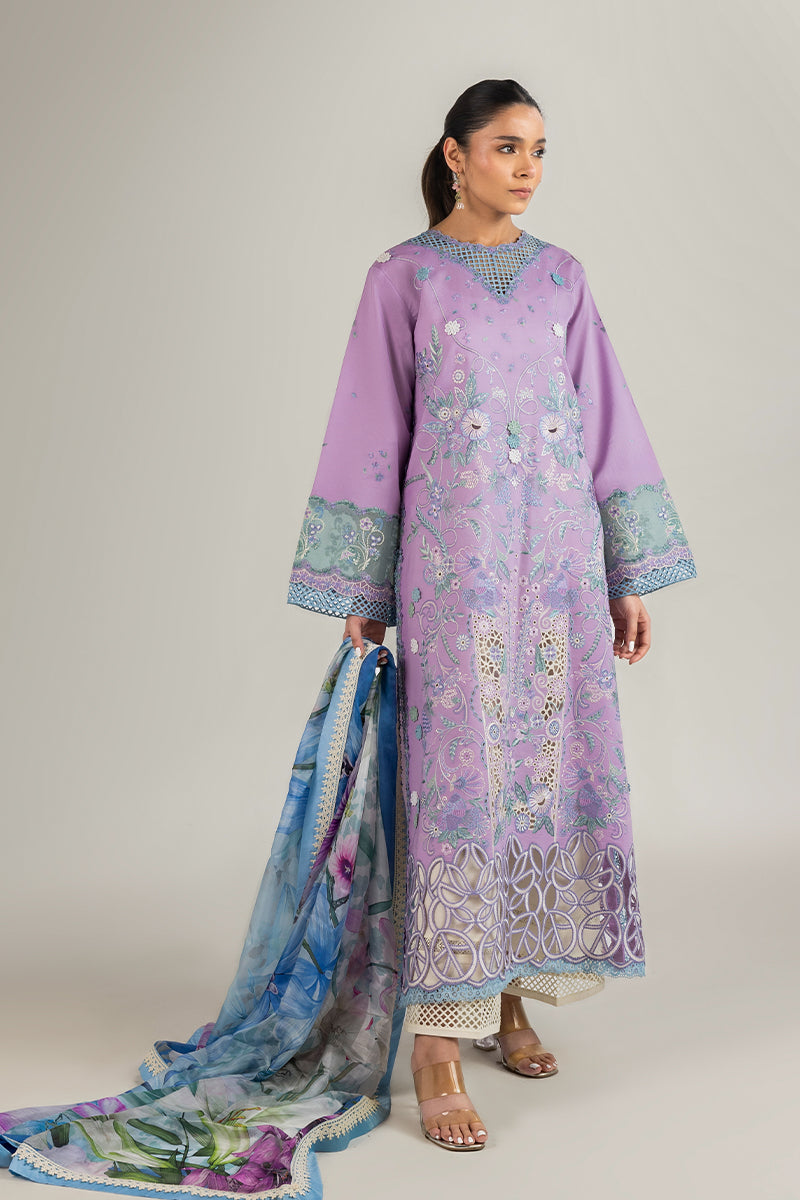 Mushq | Manaram Luxury Lawn 25 | Glowing Pulse Custom Size Lavender Lawn