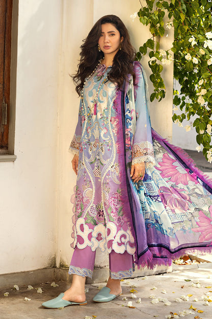Mushq | Manaram Luxury Lawn 25 | Whispering Melody XS Light Blue Lawn