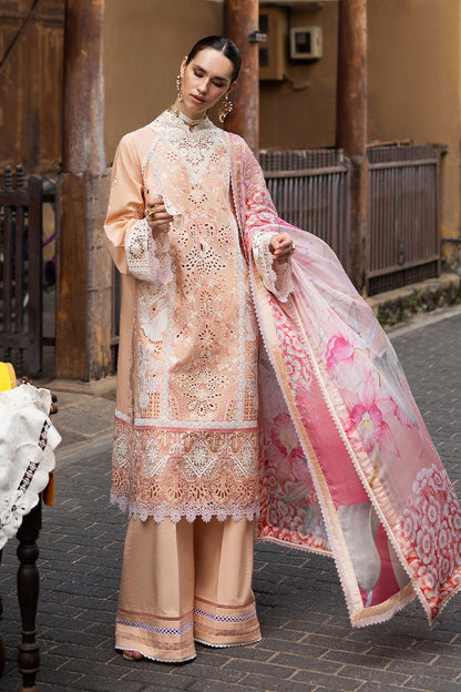 Mushq | Manaram Luxury Lawn 25 | Dreamlike Vibe XS Peach Lawn