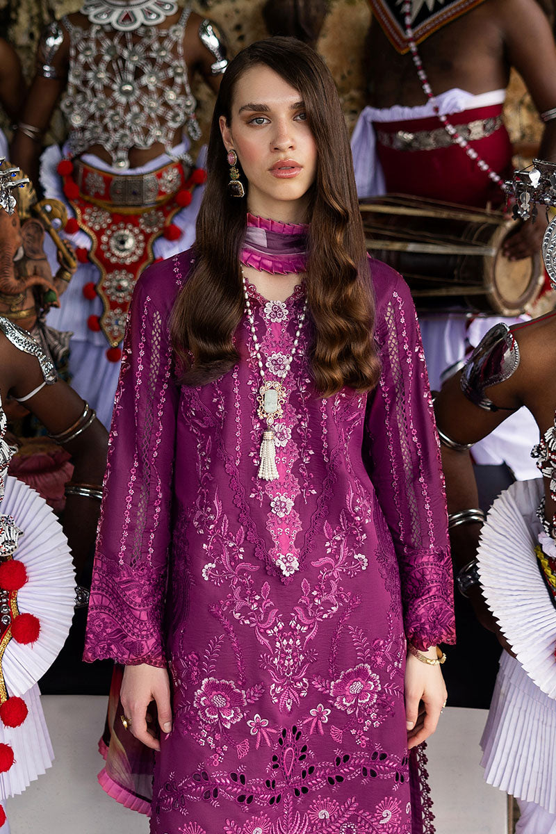 Mushq | Manaram Luxury Lawn 25 | Eternal Beat Custom Size Plum Lawn