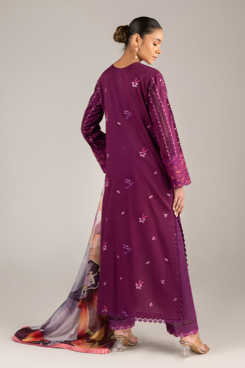 Mushq | Manaram Luxury Lawn 25 | Eternal Beat S Plum Lawn
