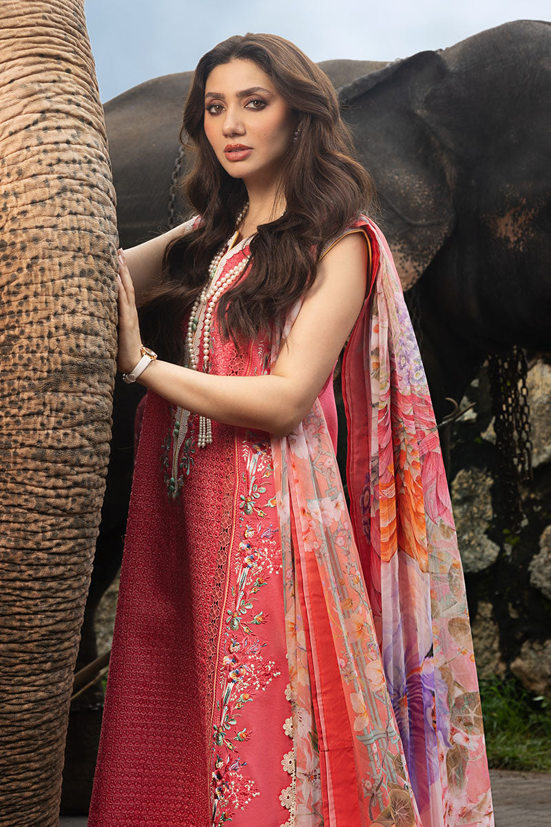 Mushq | Manaram Luxury Lawn 25 | Eternal Radiance M Coral Pink Lawn
